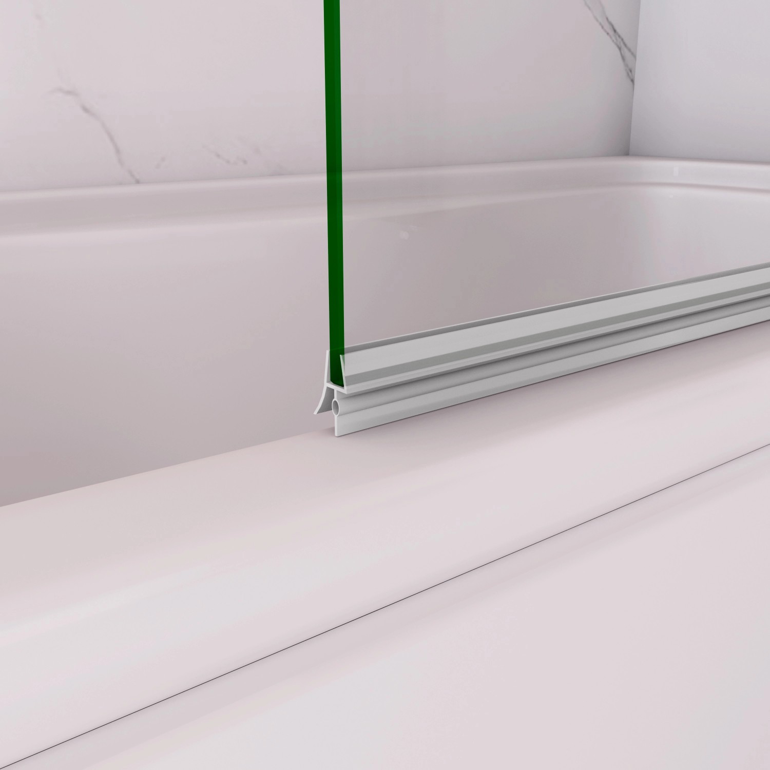 Detailaufnahme: AICA Badewannenaufsatz, 90x140cm, 2-tlg., weißer Rahmen, Klarglas. Duschen Zubehör.