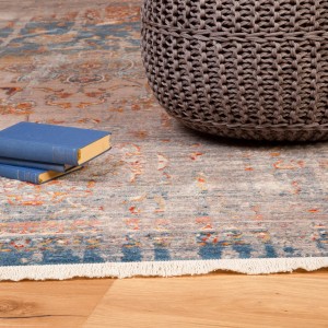 Blauer Obsession Teppich My Laos 453 (80x150 cm) mit orientalischem Muster und Fransen.