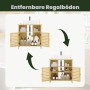 Bambus Waschbeckenunterschrank mit Lamellentüren, der die Flexibilität entfernbarer Regalböden für Badutensilien zeigt.