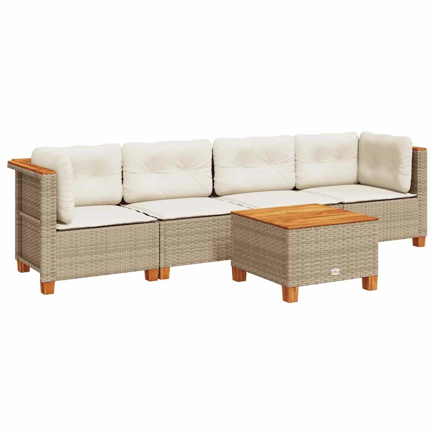 vidaXL 5-Tlg Garten-Sofagarnitur mit Kissen Beige Poly Rattan 3261727 günstig online kaufen