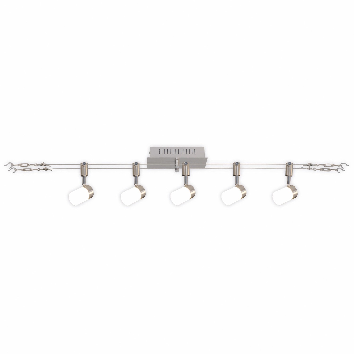 Näve LED-Seilsystem-Deckenspots Tony 5 Flammig Stahl-Blank 4,7 cm x 22 cm x günstig online kaufen