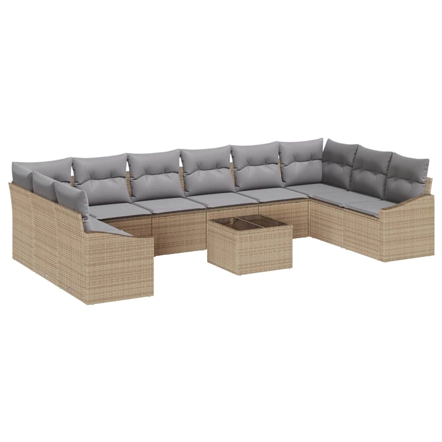 vidaXL Garten-Sofa-Set 11-Tlg Beige Poly Rattan 3346910 günstig online kaufen
