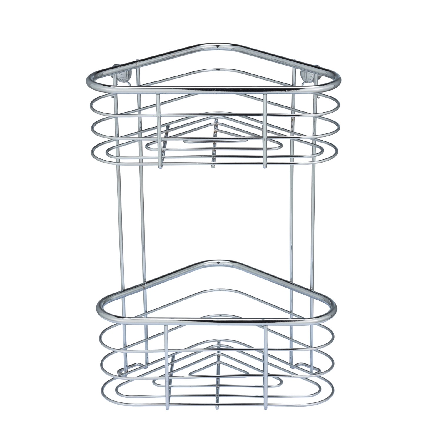 WENKO Eckregal Trestina aus Edelstahl mit 2 Etagen für Badutensilien.