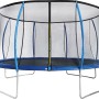 Blau-schwarzes Trampolin Tupelo Ø 427 cm mit Sicherheitsnetz für Spiel & Spaß im Garten.