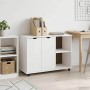 vidaXL Rollschrank Mit Rad Weiß 100 x 39 x 65,5 cm Massivholz Kiefer 42028385_2