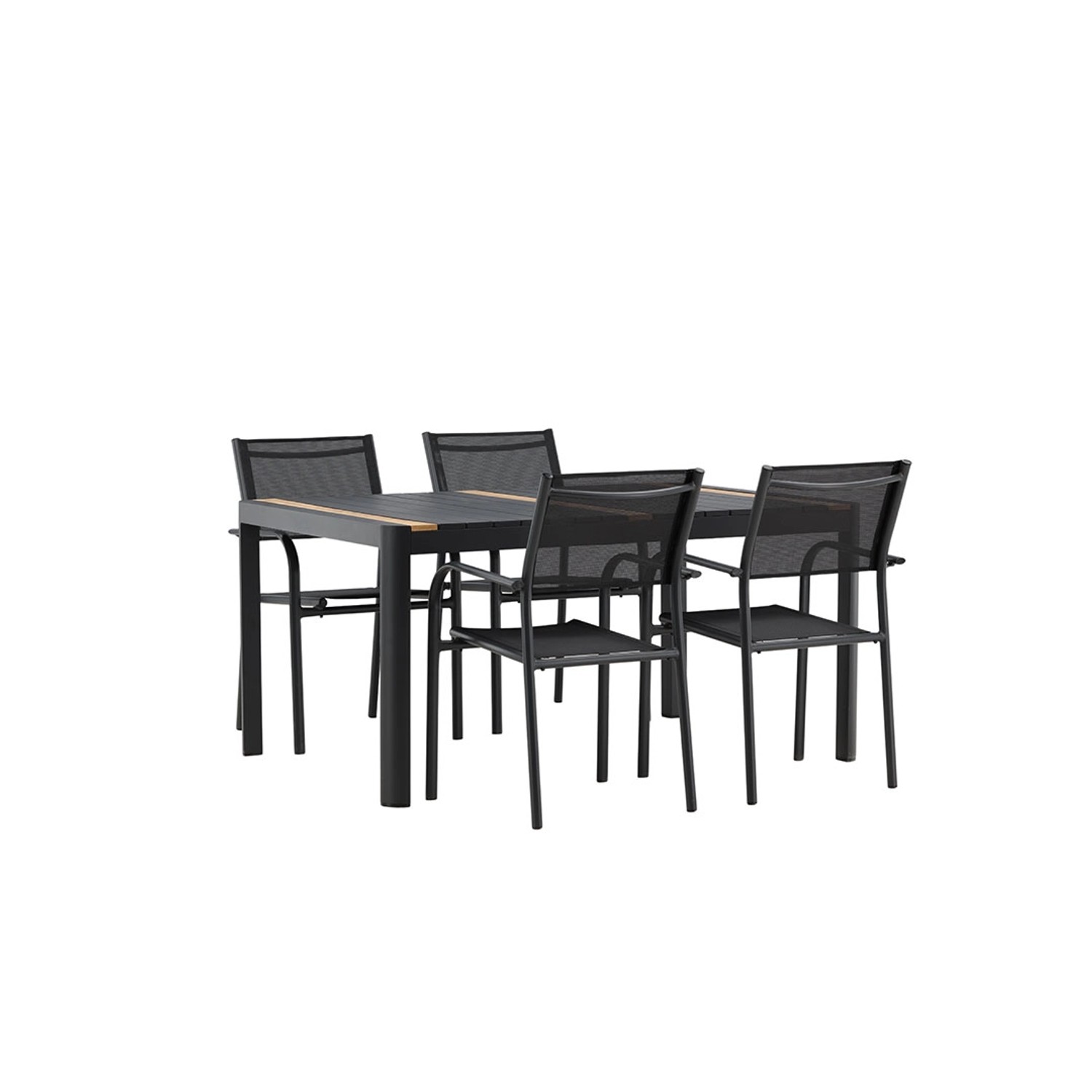 ebuy24 TogoSantorini Gartenset 1 Esstisch 4 Stühle Schwarz Tisch cm H75xB90 günstig online kaufen