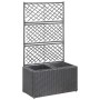 Schwarzes vidaXL Hochbeet mit Rankgitter und 2 Töpfen aus Poly Rattan, 58x30x107 cm.