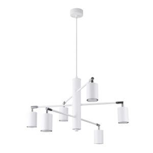 Moderner, weißer Sollux Lighting Kronleuchter Lemmi 6 mit sechs Lichtquellen.