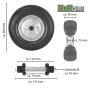 TRUTZHOLM Schubkarrenrad Vollgummi, pannensicher, mit silberner Stahlfelge und Achse. Ø 380 mm, Breite 90 mm.