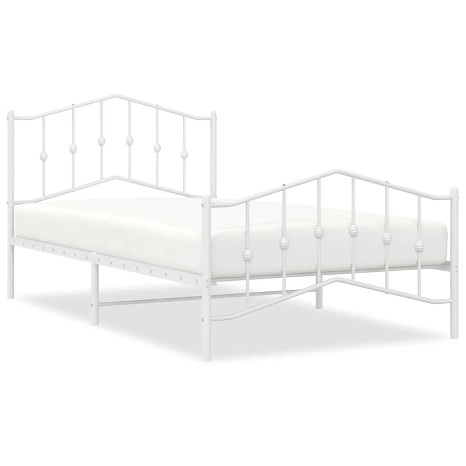 vidaXL Bettgestell mit Kopf- und Fußteil Metall Weiß 100x200 cm 373851 günstig online kaufen