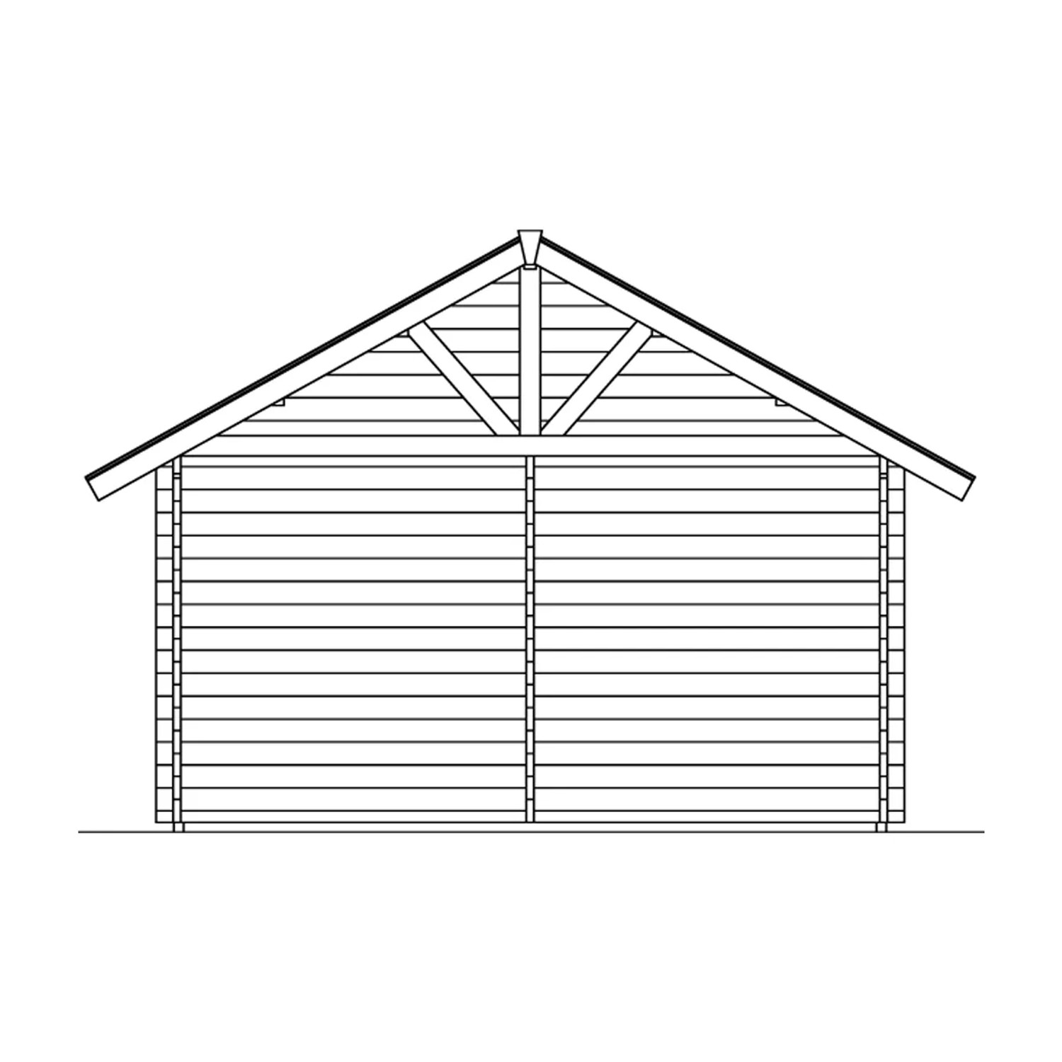 Skizze Skan Holz Gartenhaus Bern 2, 420x560cm, mit Dachlattung. Weekendhaus mit Satteldach.