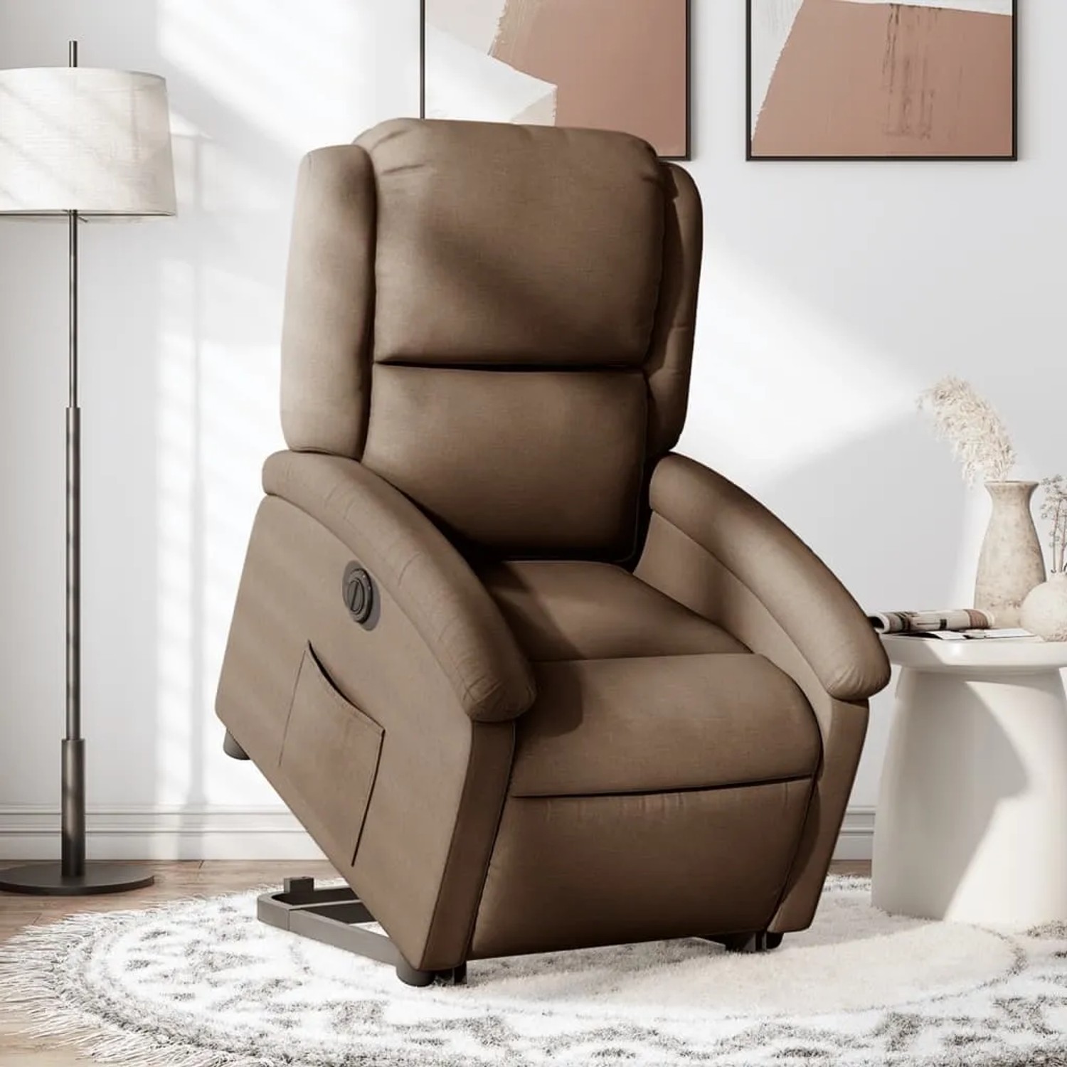 Brauner vidaXL Relaxsessel mit Aufstehhilfe, elektrisch verstellbar für optimalen Komfort.