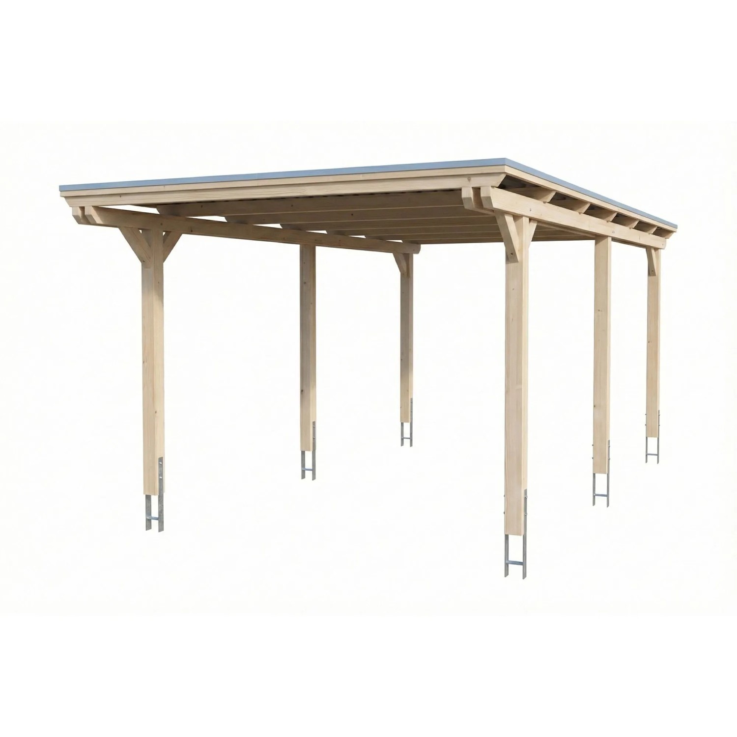 Skan Holz Carport Emsland EPDM-Dach 340 cm x 604 cm Natur