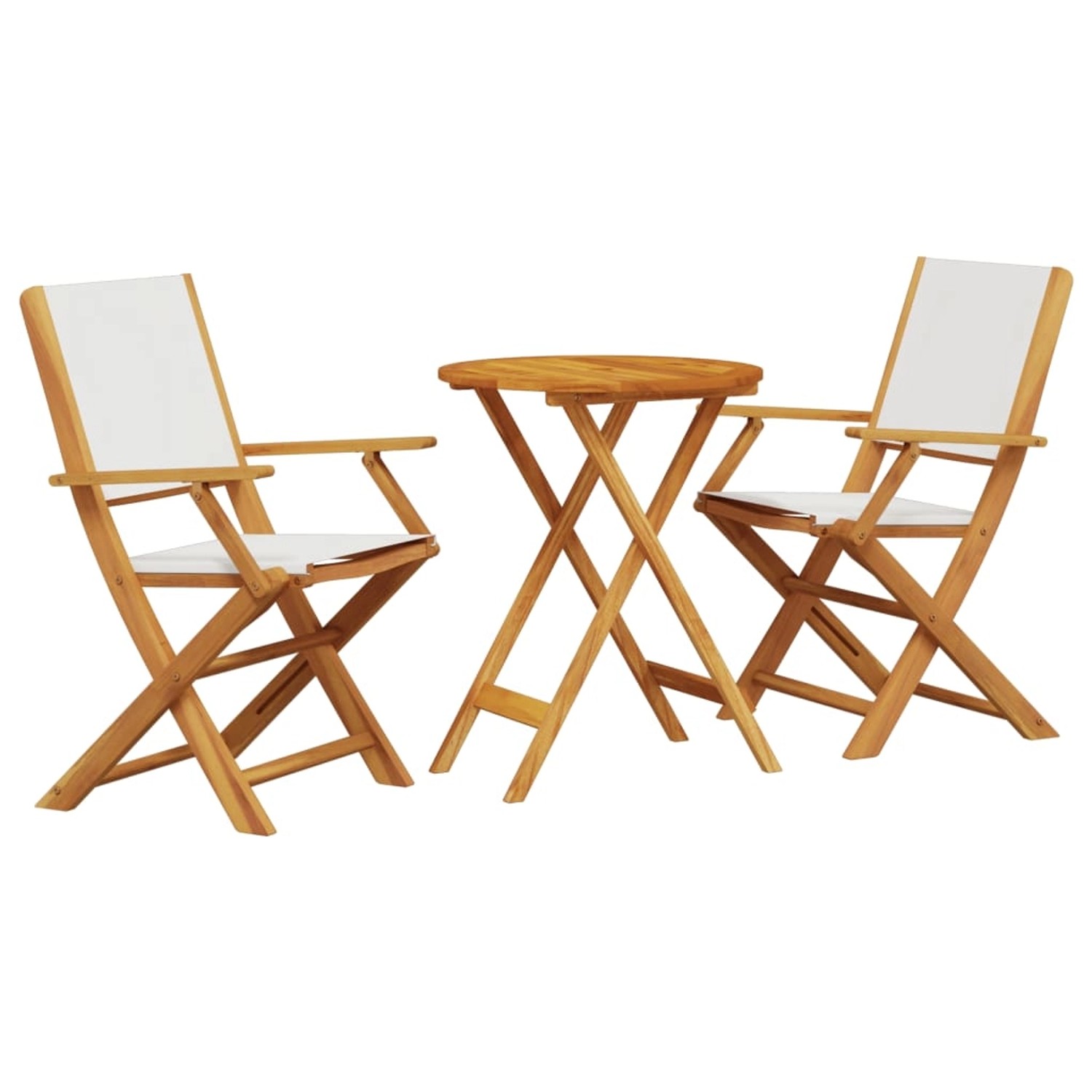 vidaXL 3-tlg Bistro-Set CremeWeiß Stoff und Massivholz Modell 7