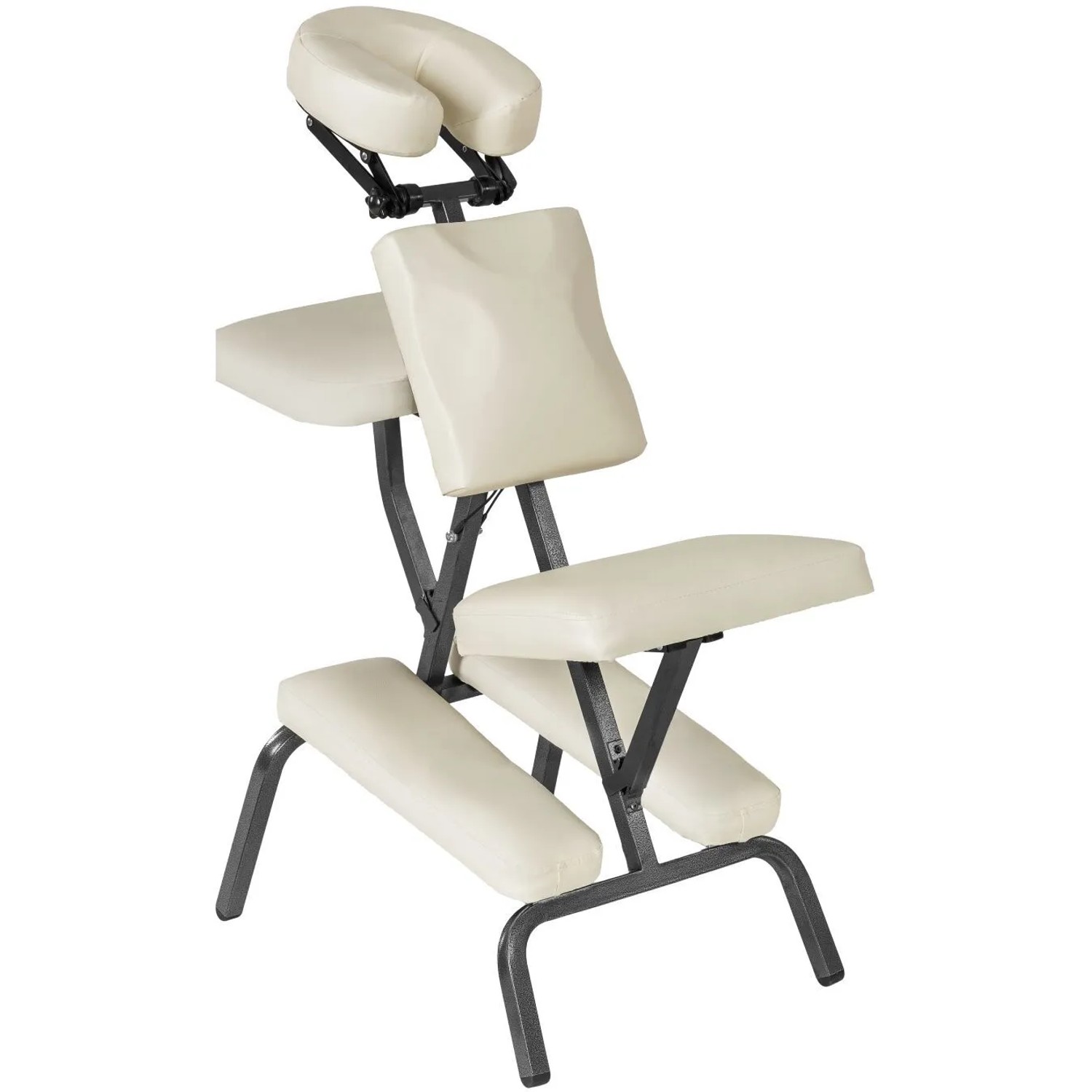 Tectake Massagestuhl  Klappbar Verstellbare Polster Für Kopf  Brust  Arme und Po  80 x 50 x 105 cm Beige