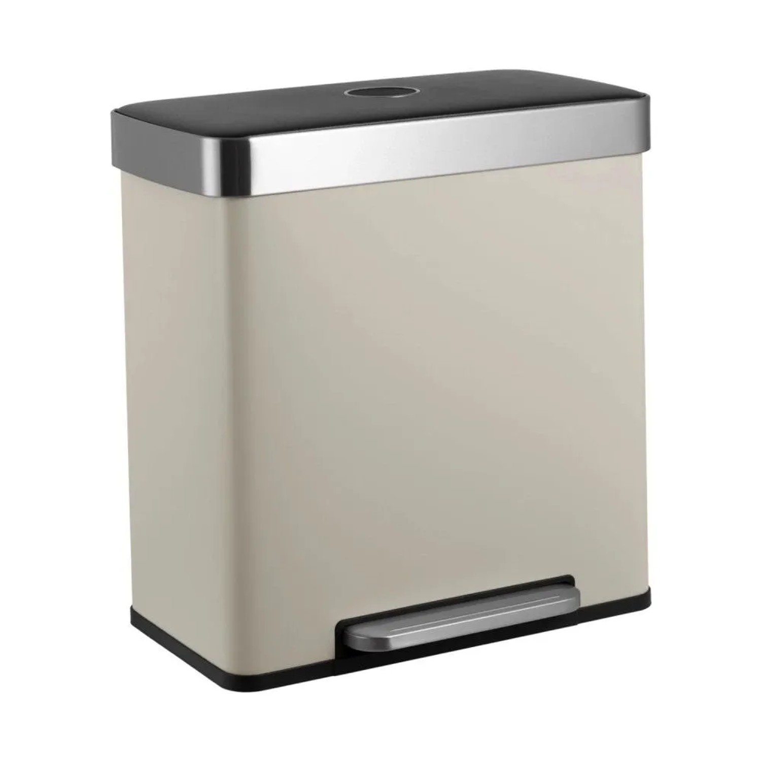 Svita LT2X30 Mülleimer 60l Treteimer 2 Fächer Mit Deckel Taupe