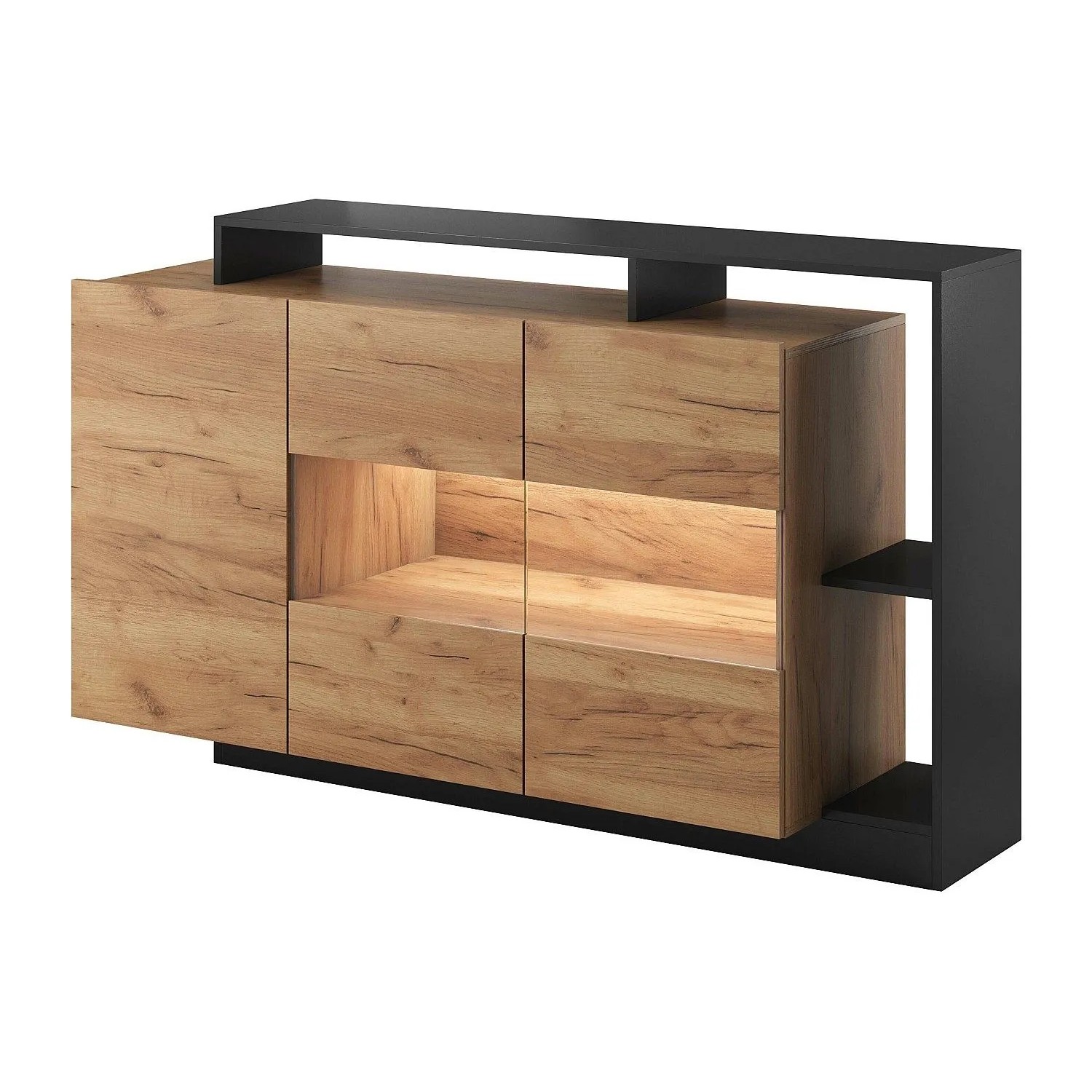 Vente-unique Sideboard Idesia Anthrazitgrau  Naturfarben Hell 155 cm