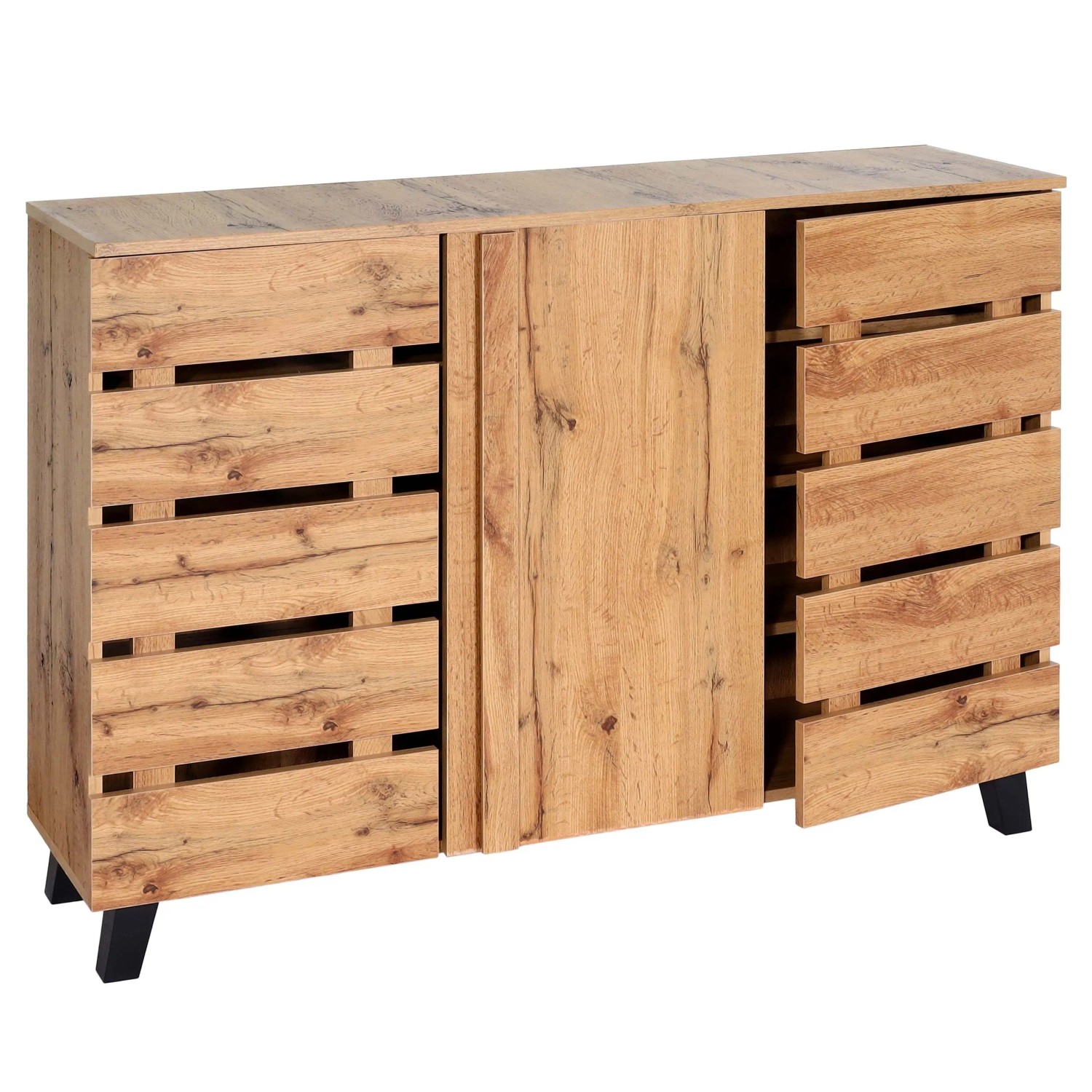 MCW Sideboard M46 3 Türen 8 Staufächer 88x120x34cm