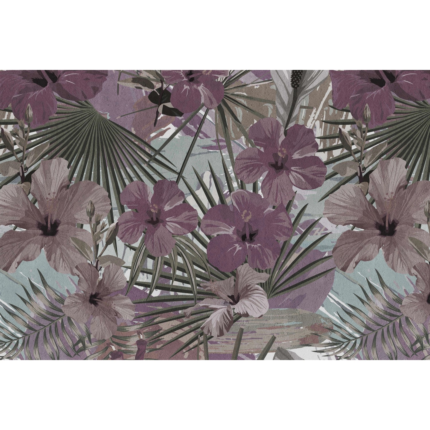 Fototapete Blumen Dschungel Hibiskus Lila Blau 4,00 m x 2,70 m FSC®