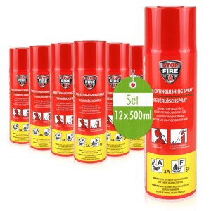 Rotes Feuerlöschspray von Höfer Chemie, 500g, für Haushalt und Kamin.