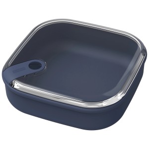 Rotho Frischhaltedose Ela, 1 l, dunkelblau, quadratisch mit transparentem Deckel.