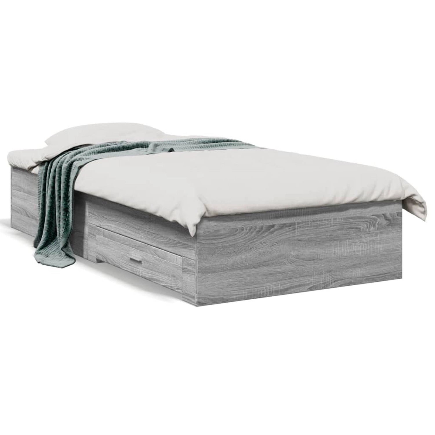 vidaXL Bettgestell mit Schubladen Grau Sonoma 100x200 cm Holzwerkstoff 3280 günstig online kaufen