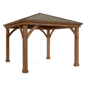 Westmann Holz Pavillon Devon, 366x366 cm, mit Aluminiumdach und stabilen Holzpfosten.