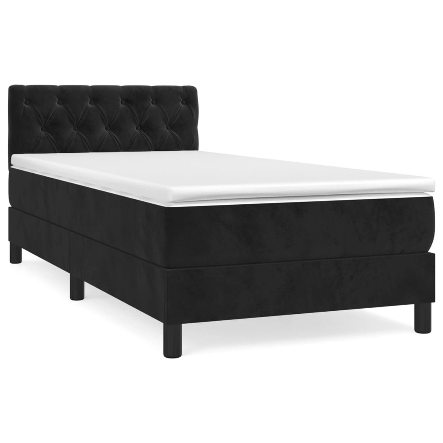 Vidaxl Boxspringbett Mit Matratze Schwarz 80x200 Cm Samt günstig online kaufen