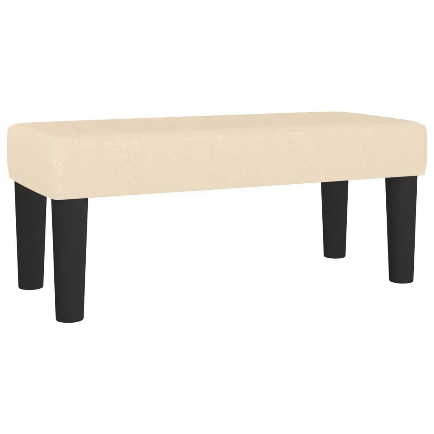 Cremefarbene vidaXL Bank aus Stoff mit schwarzen Füßen, passend zum Boxspringbett.
