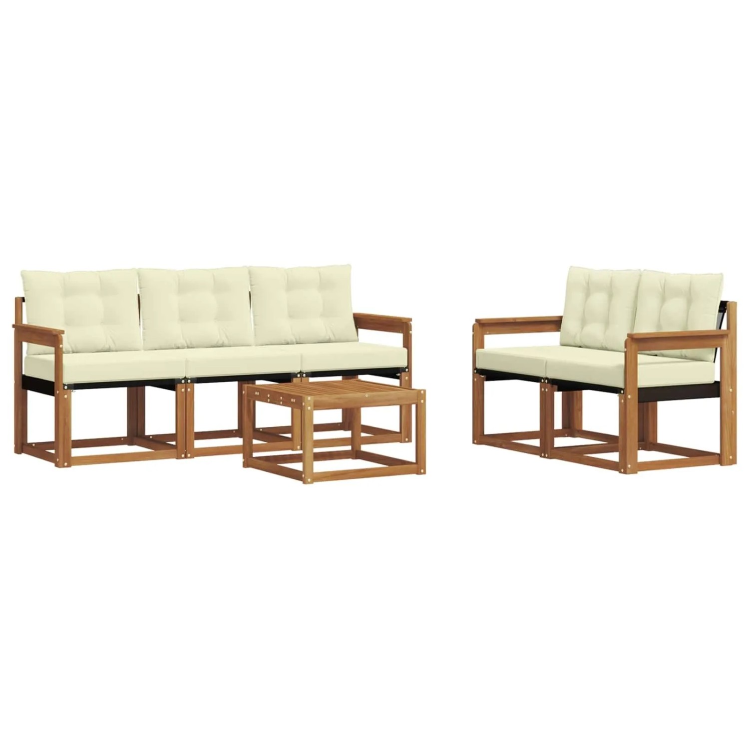 vidaXL Outdoor-Sofagarnitur mit Kissen 6-Tlg Natur und Creme 3368393