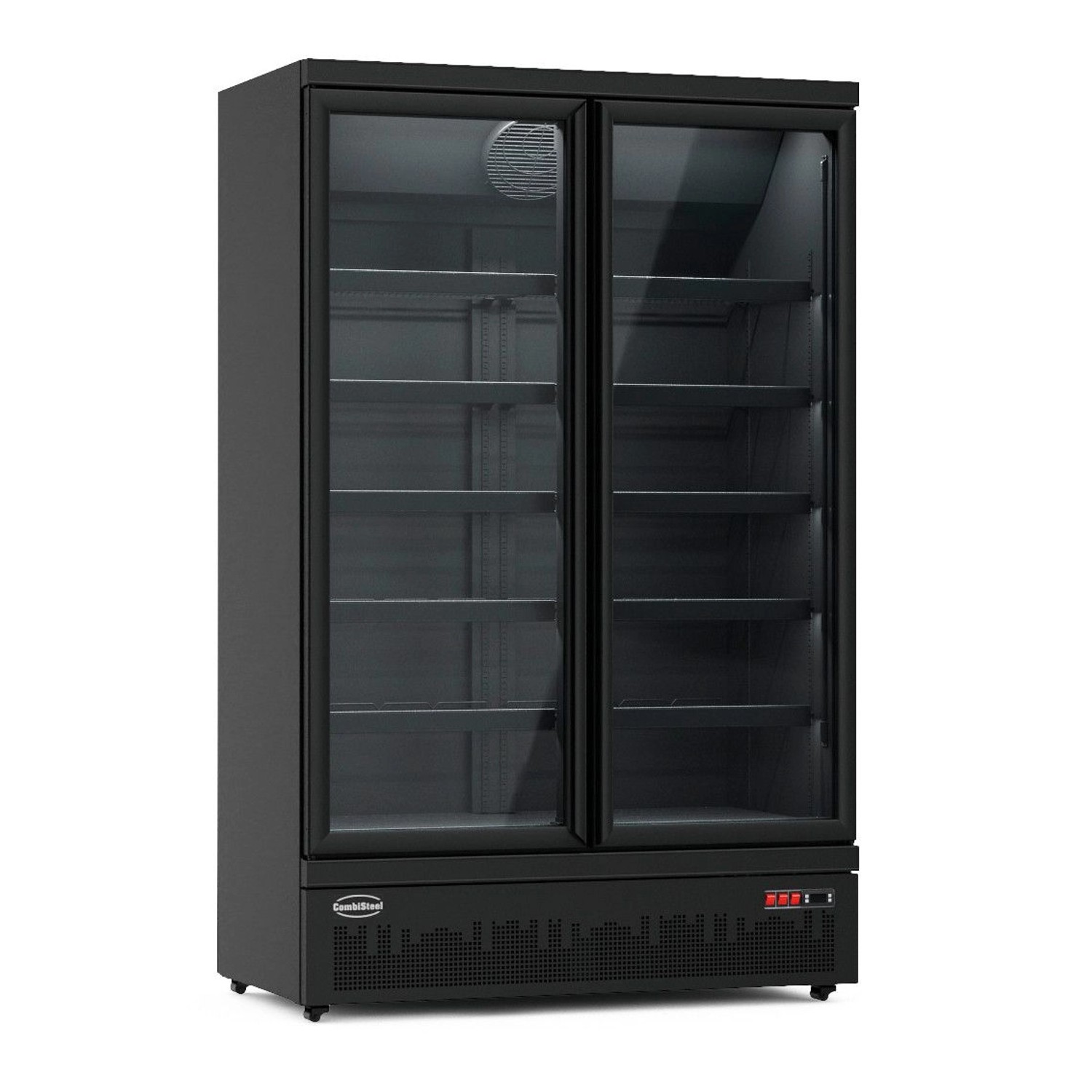 CHEFGASTRO Kühlschrank Rhino Auf Rollen 2x Glastür LED 1000 Liter HxBxT 199,7 x 125,3 x 71 cm 0 Bis 10°C Schwarz (Maße: 199.7cm | 71cm | 125.3cm)