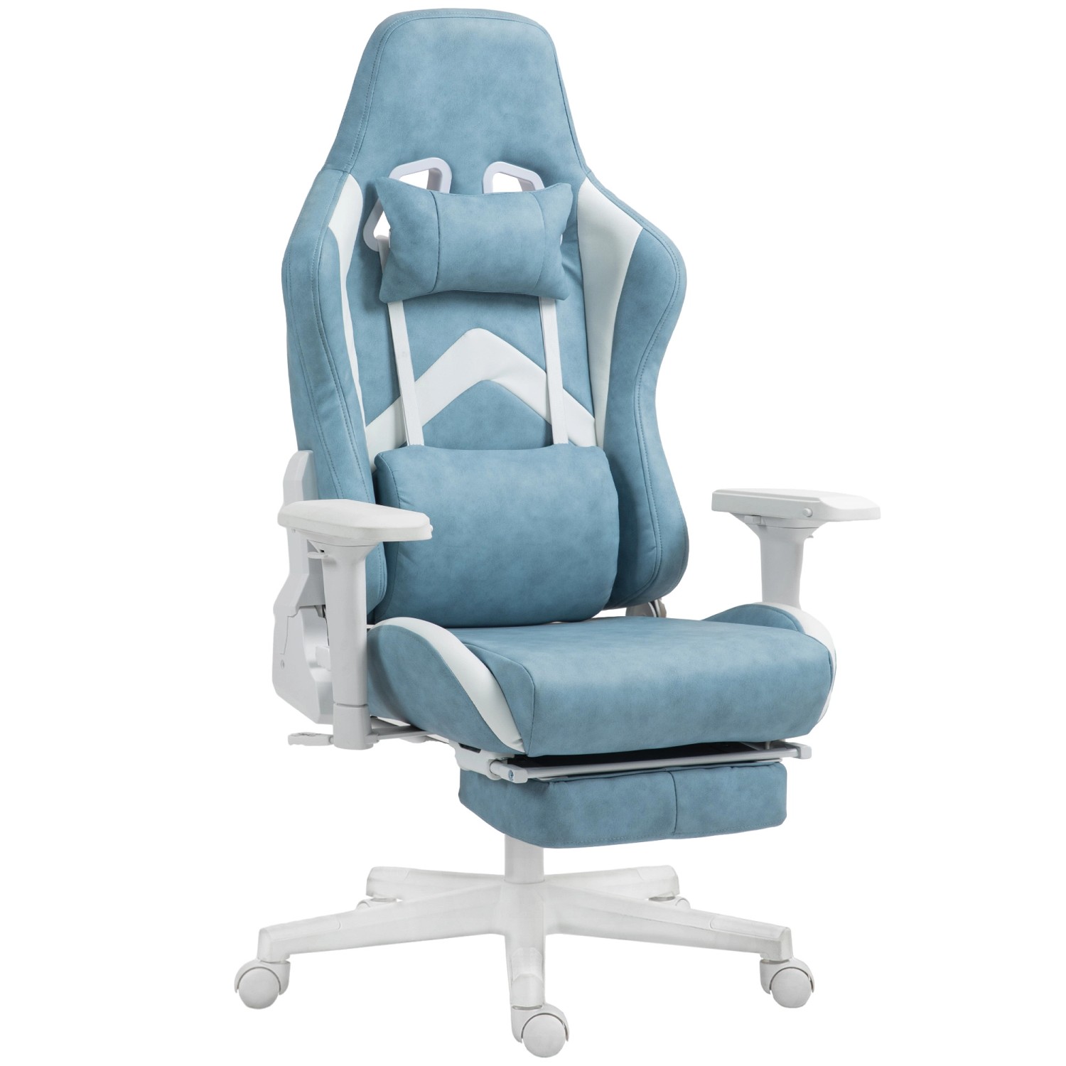HOMCOM Gamingstuhl mit Liegefunktion Kunstleder Blau 74L x 73B x 120-129H c günstig online kaufen