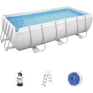 Bestway Stahlrahmenpool 404x201x100 cm mit Sandfilteranlage und Leiter.