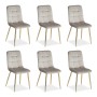 6er Set Esszimmerstühle in Beige/Gold. Samtbezug, Metallbeine. Moderne Polsterstühle für Esszimmer und Küche.