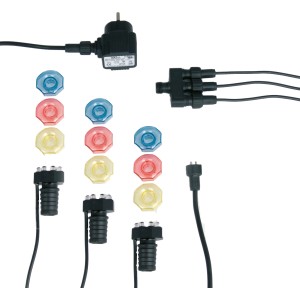 Ubbink MiniBright Teichbeleuchtung Set mit 3 Leuchten, Farbwechsel-Kappen und Trafo.