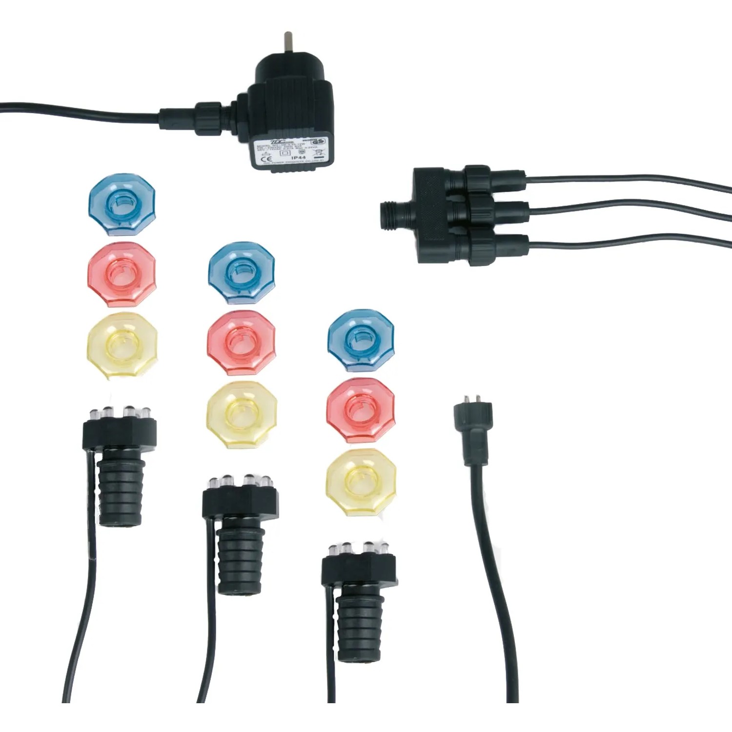 Ubbink MiniBright Teichbeleuchtung Set mit 3 Leuchten, Farbwechsel-Kappen und Trafo.