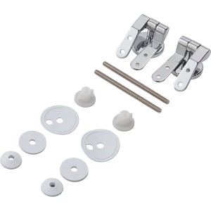 baliv WC-Befestigungsset für WC-Sitze, bestehend aus Scharnieren, Schrauben und Unterlegscheiben.