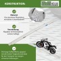 TRUTZHOLM Aluminium Auffahrrampe, klappbar, 307 cm, 450 kg Traglast. Ein Motorrad fährt auf die robuste Rampe.