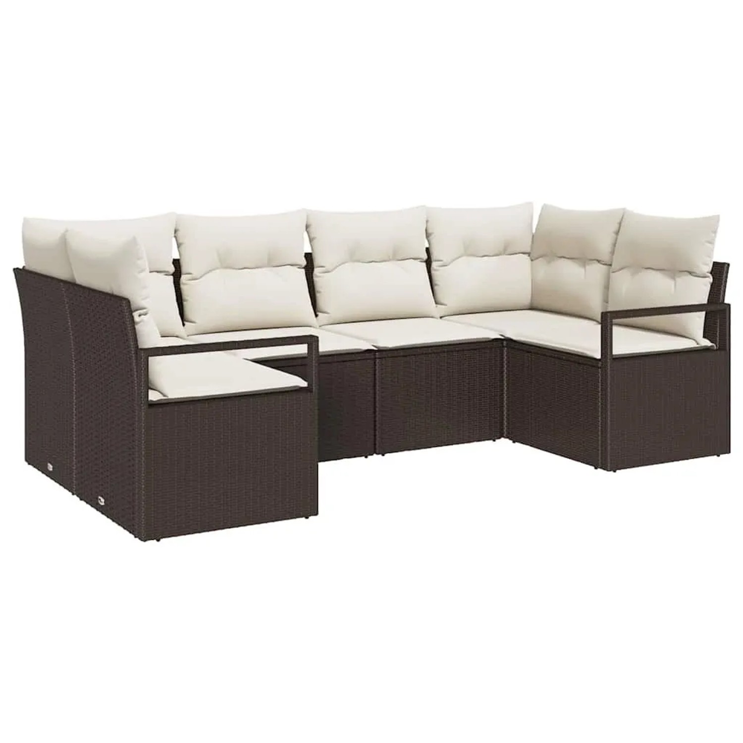 vidaXL Gartensofa-set mit Kissen 6-Tlg Braun und Weiß Poly-Rattan 3355187 günstig online kaufen