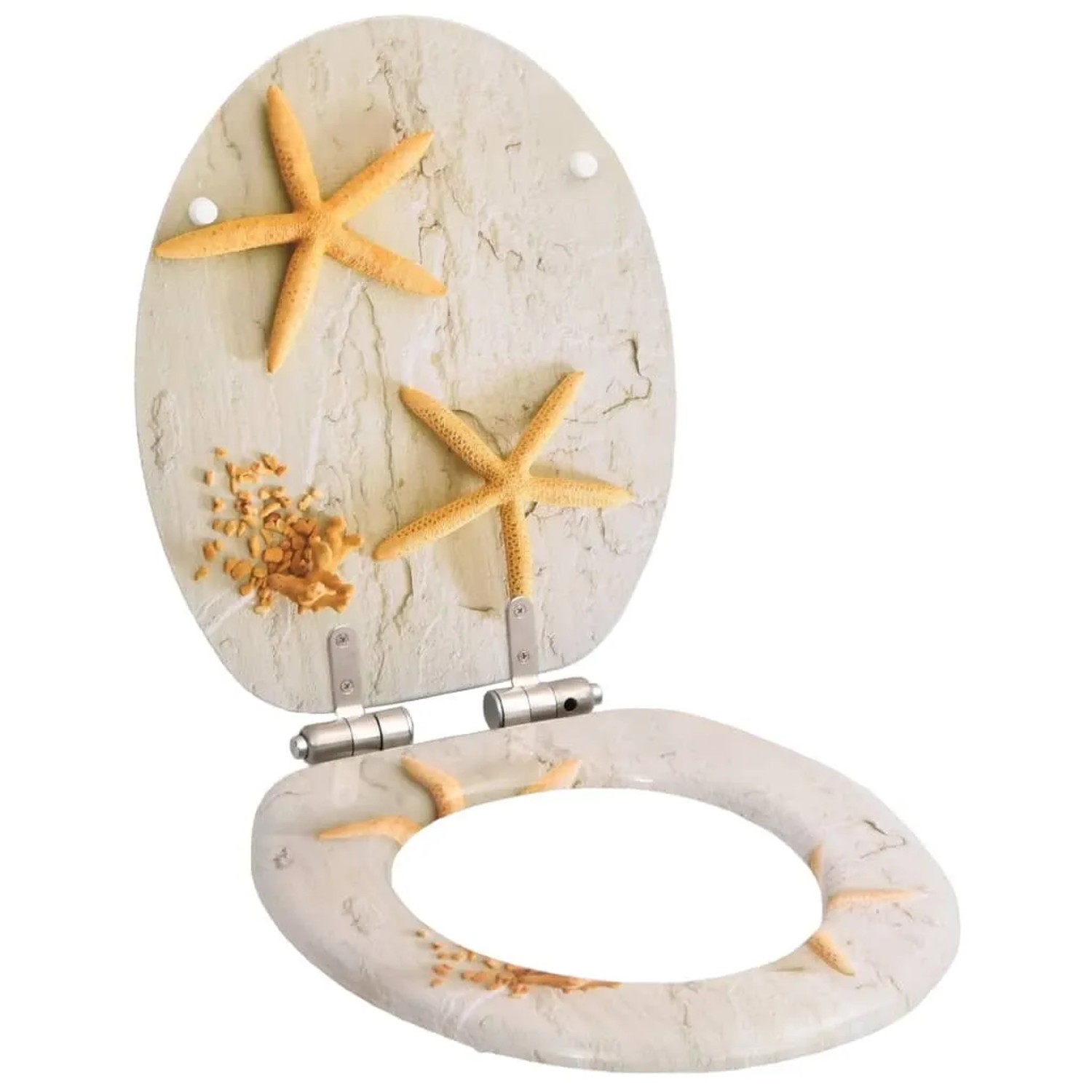vidaXL Toilettensitz mit Soft-Close-Deckel MDF Seestern-Design 143929