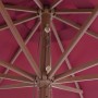 Detailaufnahme: vidaXL Sonnenschirm, 350 cm, Burgunderrot, Holzmast mit Seilzug.