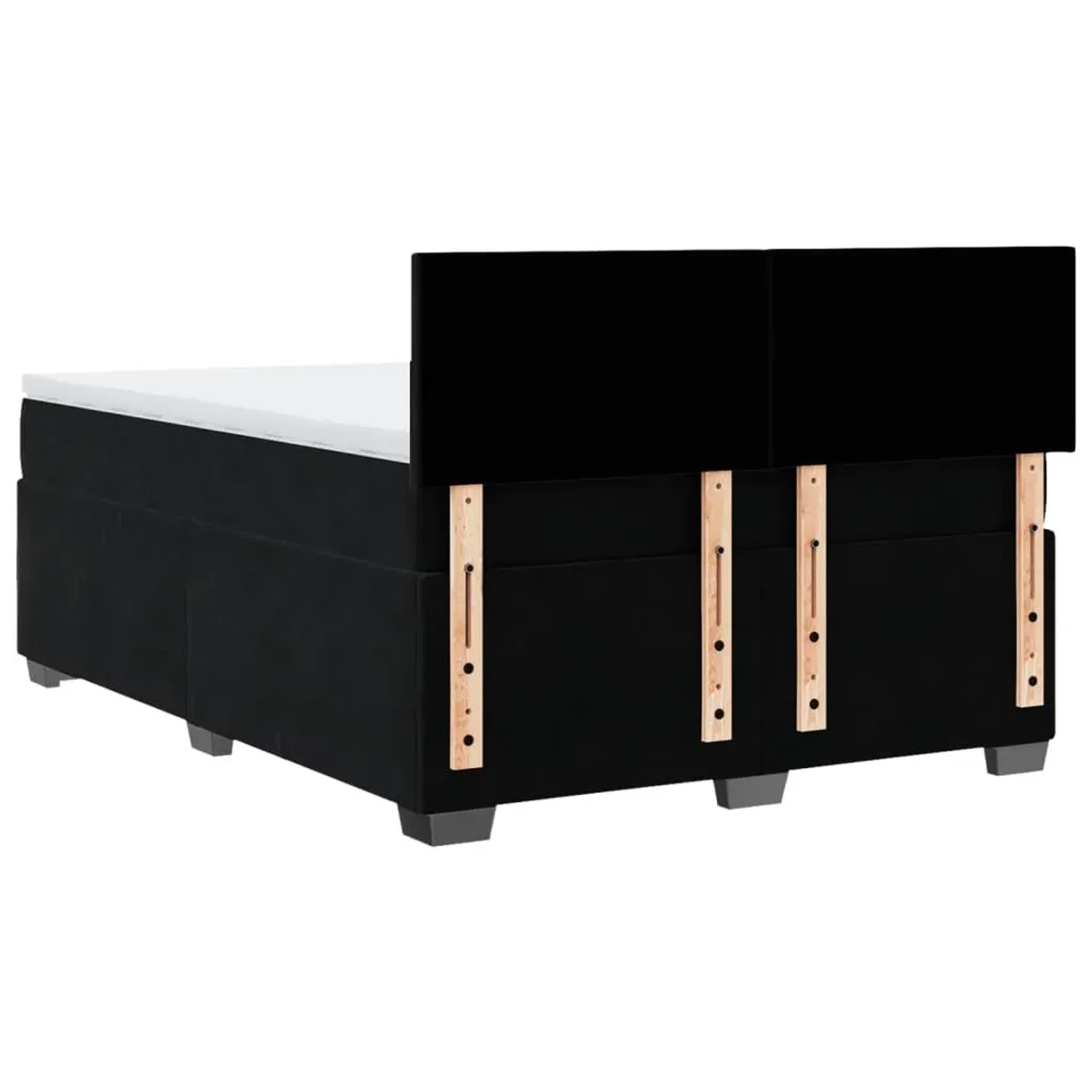 Schwarzes vidaXL Boxspringbett (140x190 cm) mit Matratze und Samtbezug.