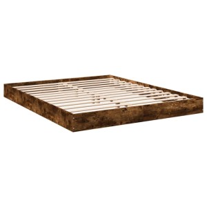 vidaXL Bettgestell 160x200 cm in Räuchereiche aus Holzwerkstoff mit Lattenrost. Modernes Bett für Ihr Schlafzimmer.