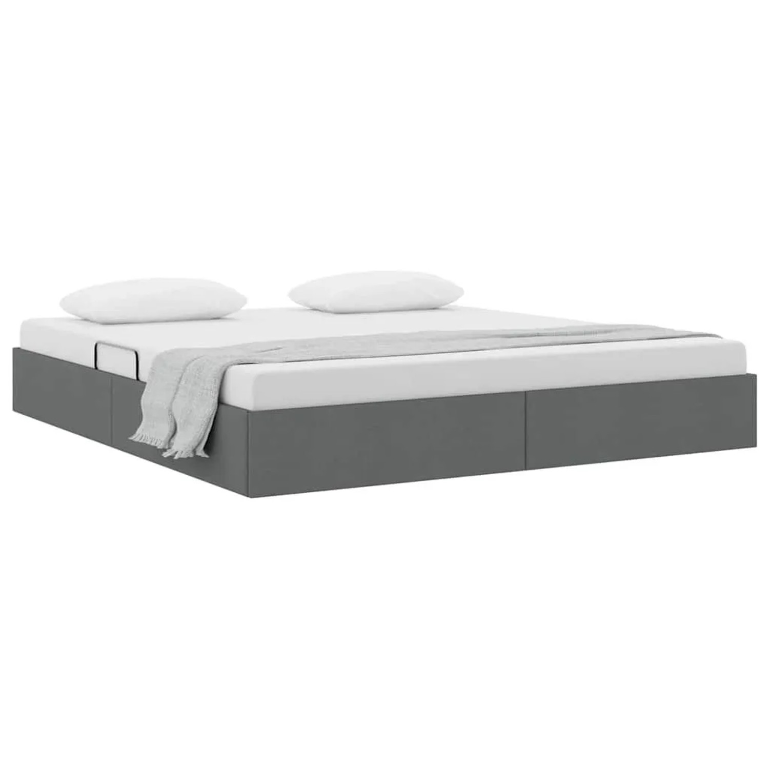 vidaXL Aufbewahrungsbett mit Kopfteil Dunkelgrau 180 x 200 cm Stoff 3370029
