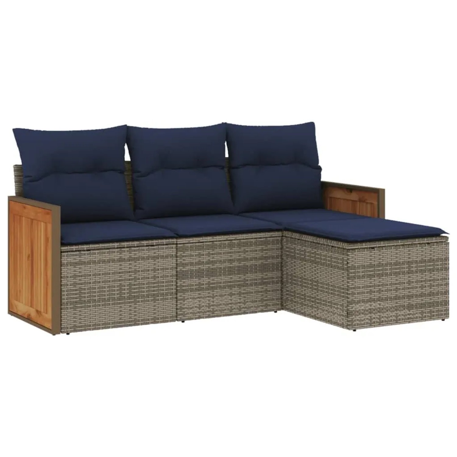 vidaXL 4-Tlg Gartensofa-Set mit Kissen Grau Polyrattan 3227587 günstig online kaufen