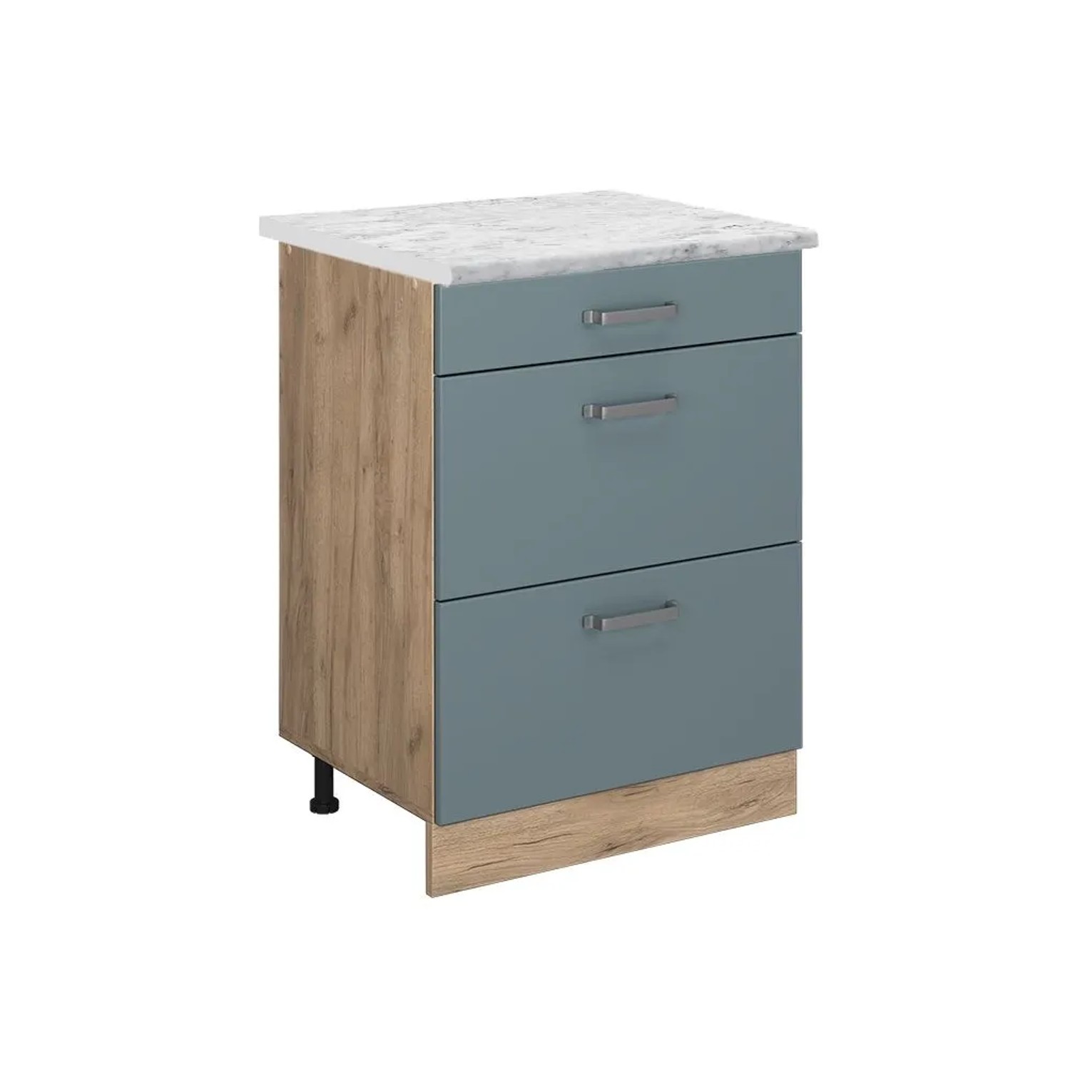 Vicco Küchenunterschrank R-Line Blau-Grau Goldkraft Eiche 60 x 82 AP Marmor