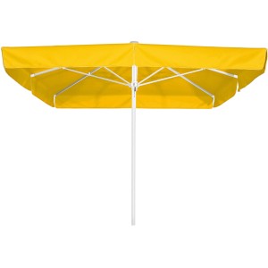 Gelber Schneider Marktschirm Quadro 300x300 cm mit Seilzugmechanik.