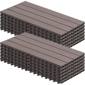 WOLTU WPC Terrassendielen Holz-Optik 30x60cm 12 Stück/2 m² Braun