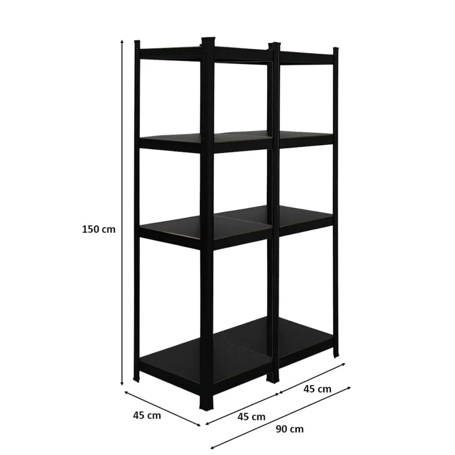 PROREGAL Mega Deal: 2x Schwerlastregal Ragnar, 150x45x45 cm, mattschwarz, ideal für Garage & Keller.