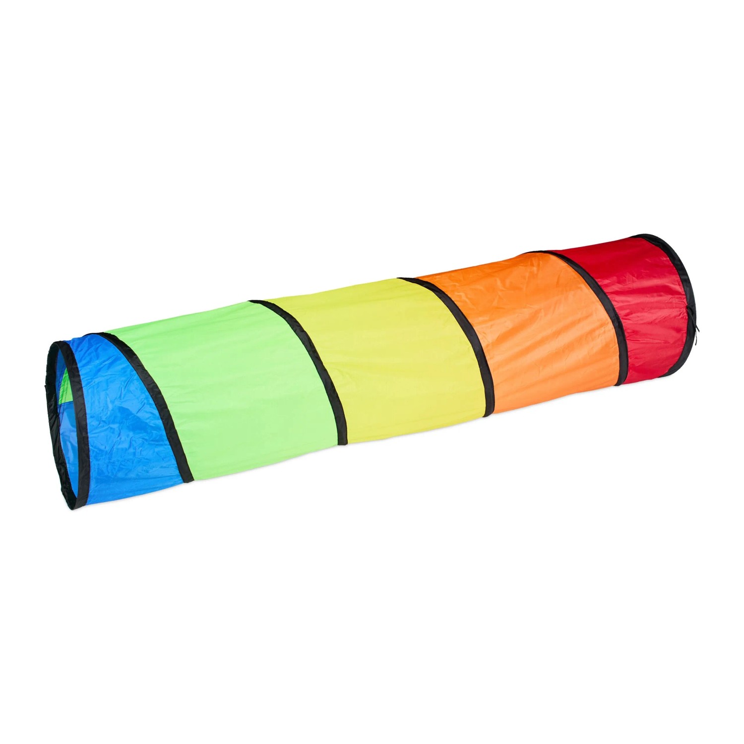 Relaxdays Spieltunnel Polyester Stahldraht Blau Grün Gelb Orange Rot Schwarz Pop-up 180 cm x 46 cm 550 g